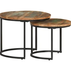 Tafels*vidaXL 2-delige Tafeltjesset massief gerecycled hout