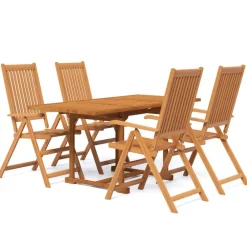 Tuinmeubelen*vidaXL 5-delige Tuinset massief acaciahout 120-170 cm