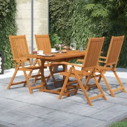 Tuinmeubelen*vidaXL 5-delige Tuinset massief acaciahout 120-170 cm