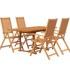 Tuinmeubelen*vidaXL 5-delige Tuinset massief acaciahout 120-170 cm