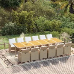 13-delige Tuinset met kussens poly rattan beige>vidaXL Online