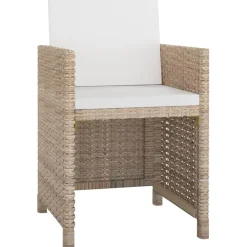 Tuinmeubelen*vidaXL 9-delige Tuinset met kussens poly rattan Beige
