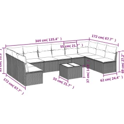 11-delige Tuinset met kussens poly rattan beige><noscript><img width=