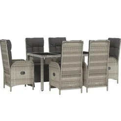 7-delige Tuinset met kussens poly rattan grijs><noscript><img width=