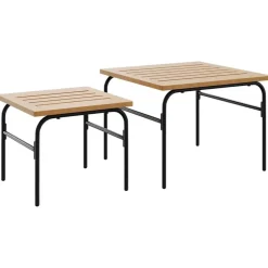 2-delige Tuintafeltjesset staal bruin en zwart>vidaXL Hot