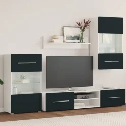 Tv-Meubels*vidaXL 5-delige Tv-meubels met LED-verlichting bewerkt hout matindigo