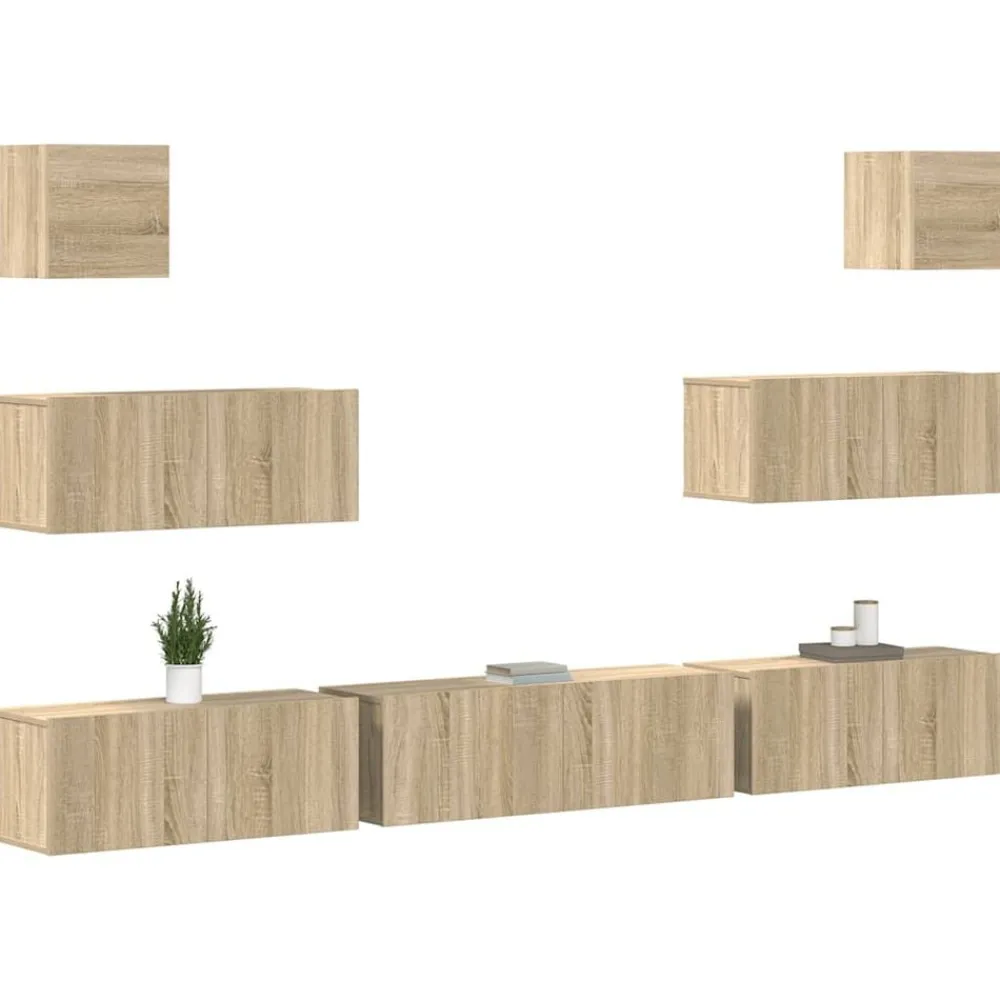 7-delige Tv-meubelset bewerkt hout kleurig>vidaXL Clearance