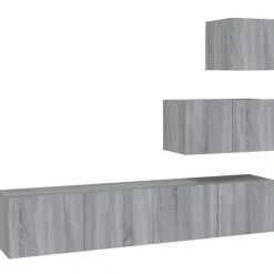 4-delige Tv-meubelset bewerkt hout eikenkleurig>vidaXL Sale