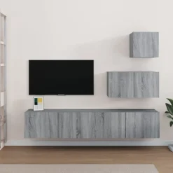 4-delige Tv-meubelset bewerkt hout eikenkleurig>vidaXL Sale
