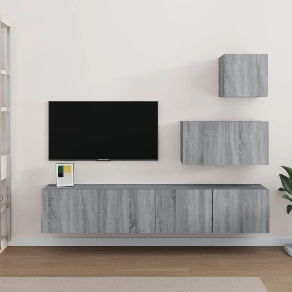 4-delige Tv-meubelset bewerkt hout eikenkleurig>vidaXL Sale