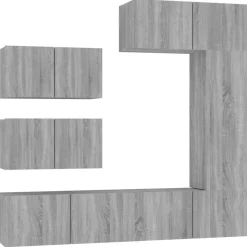 6-delige Tv-meubelset bewerkt hout grijs sonoma eikenkleurig>vidaXL Discount