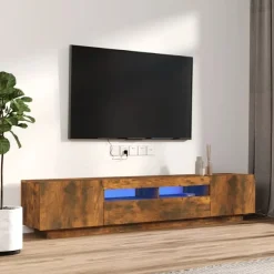 Tv-Meubels*vidaXL 2-delige Tv-meubelset met LED bewerkt hout kleurig Gerookt eiken