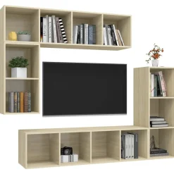 Tv-Meubels*vidaXL 4-delige Tv-meubelset bewerkt hout kleurig Sonoma eiken
