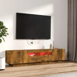 2-delige Tv-meubelset met LED bewerkt hout kleurig><noscript><img width=