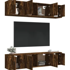 6-delige Tv-meubelset bewerkt hout kleurig><noscript><img width=