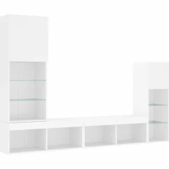 4-delige Tv-wandmeubelset met LED-verlichting bewerkt hout><noscript><img width=