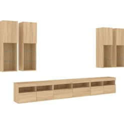 Tv-Meubels*vidaXL 7-delige Tv-wandmeubelset met LED-verlichting kleur Sonoma eiken