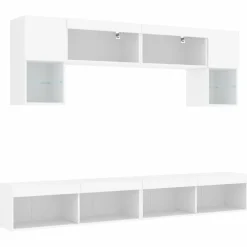 6-delige Tv-wandmeubelset met LED-verlichting bewerkt hout><noscript><img width=