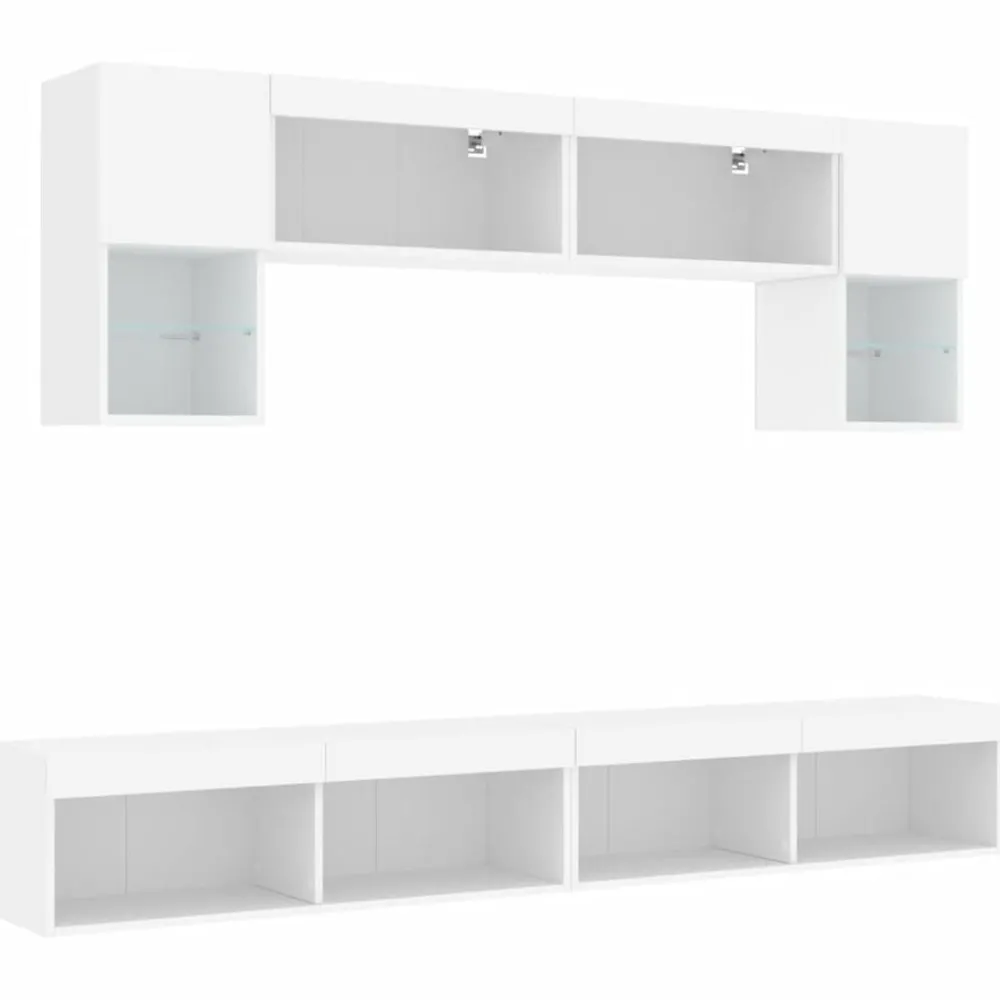 6-delige Tv-wandmeubelset met LED-verlichting bewerkt hout>vidaXL New