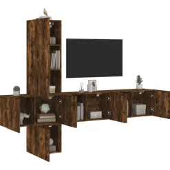 5-delige Tv-wandmeubelset bewerkt hout kleurig>vidaXL Best