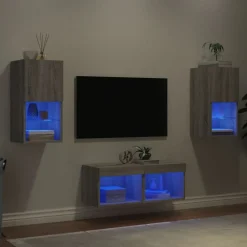 4-delige tv-wandmeubelset met LED-verlichting>vidaXL Sale