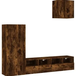 Tv-Meubels*vidaXL 4-delige Tv-wandmeubelset bewerkt hout kleurig Gerookt eiken
