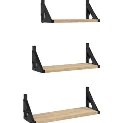 Boekenkasten & Wandplanken*vidaXL 3-delige Wandschappenset bewerkt hout kleurig Sonoma eiken