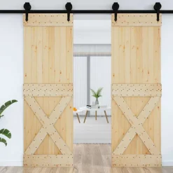 Bouwmaterialen*vidaXL Deur NARVIK 70 x 210 cm Massief Grenenhout Naturel