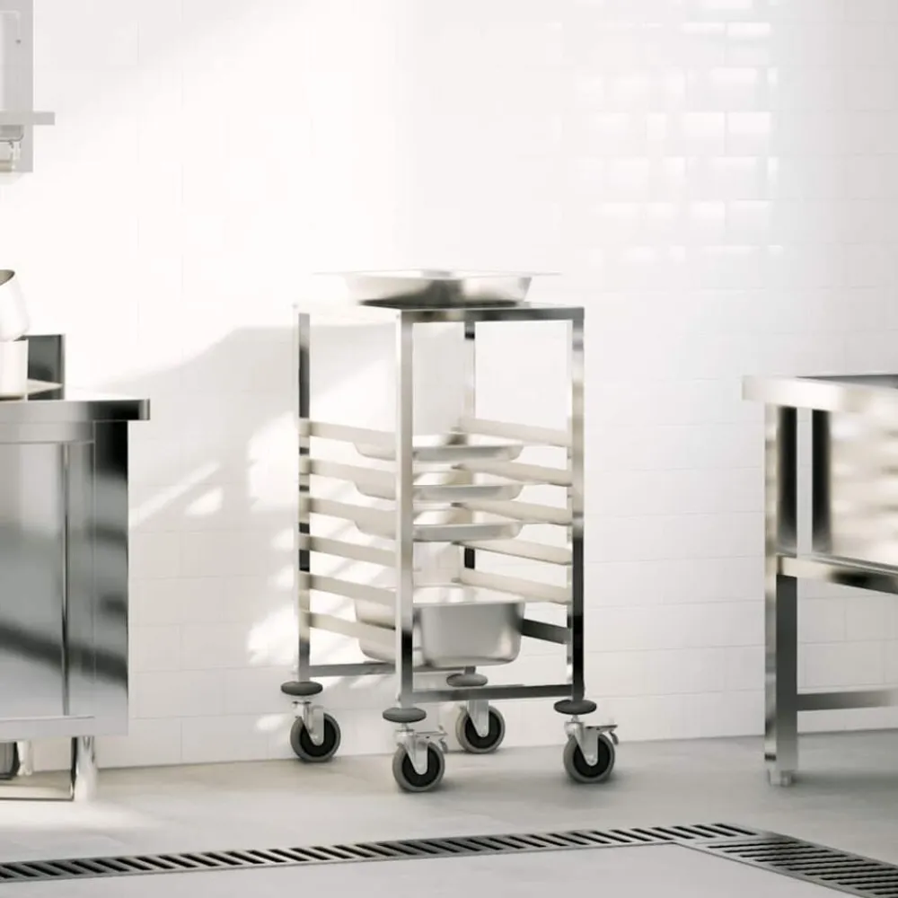 Dienbladenwagen met 6 GN-bakken 39x55x87 cm roestvrij staal>vidaXL Best