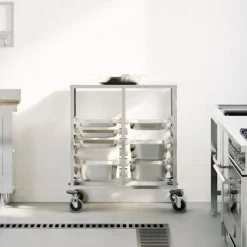 Trolleys*vidaXL Dienbladenwagen met 12 GN-bakken 75x55x87 cm roestvrij staal