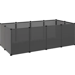 Huisdierbenodigdheden*vidaXL Dierenhok klein 144x74x46,5 cm polypropeen en staal Zwart