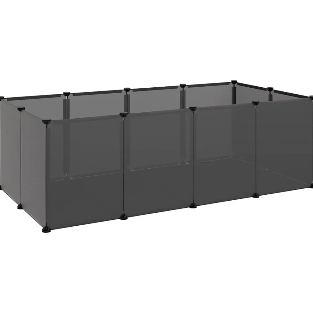 Huisdierbenodigdheden*vidaXL Dierenhok klein 144x74x46,5 cm polypropeen en staal Zwart