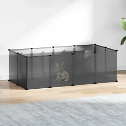 Huisdierbenodigdheden*vidaXL Dierenhok klein 144x74x46,5 cm polypropeen en staal Zwart