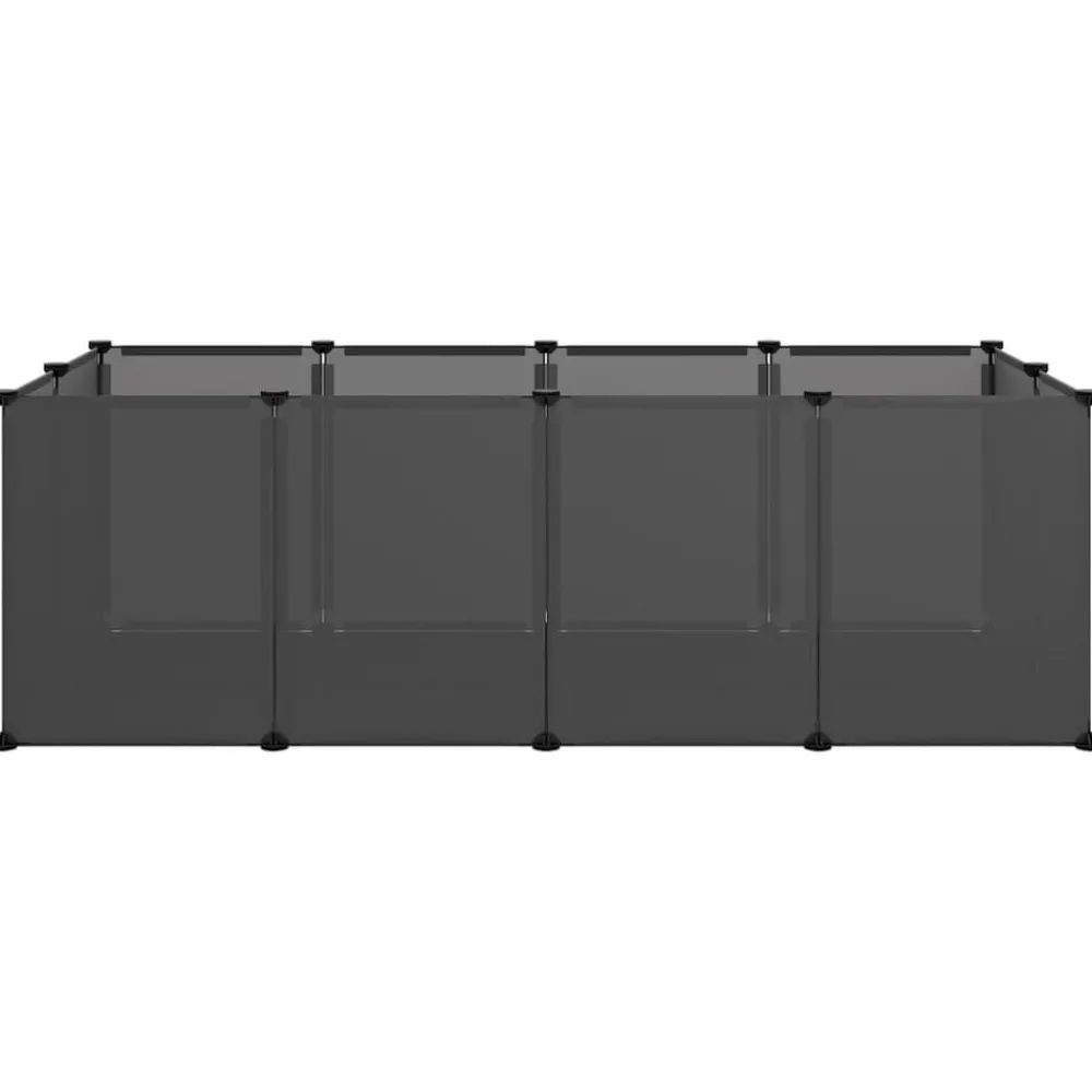 Huisdierbenodigdheden*vidaXL Dierenhok klein 144x74x46,5 cm polypropeen en staal Zwart