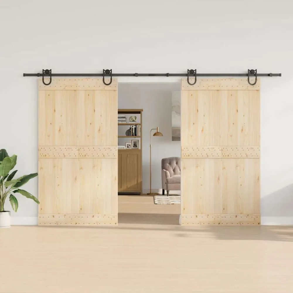 Doos met onderdelen voor schuifdeur 366 cm staal zwart>vidaXL Discount