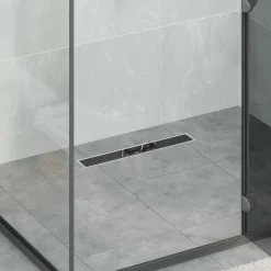 Sanitair & Loodgietersbenodigdheden*vidaXL Doucheafvoer met Glazen Deksel Zwart 50 cm Roestvrij staal 304