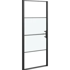 Douchedeur halfmat 81x195 cm gehard glas zwart>vidaXL Online