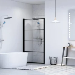 Sanitair & Loodgietersbenodigdheden*vidaXL Douchedeur 81x195 cm gehard glas zwart