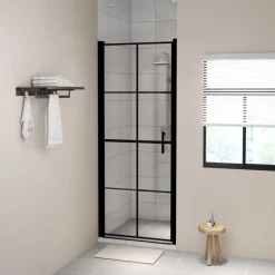 Sanitair & Loodgietersbenodigdheden*vidaXL Douchedeuren 81x195 cm gehard glas zwart