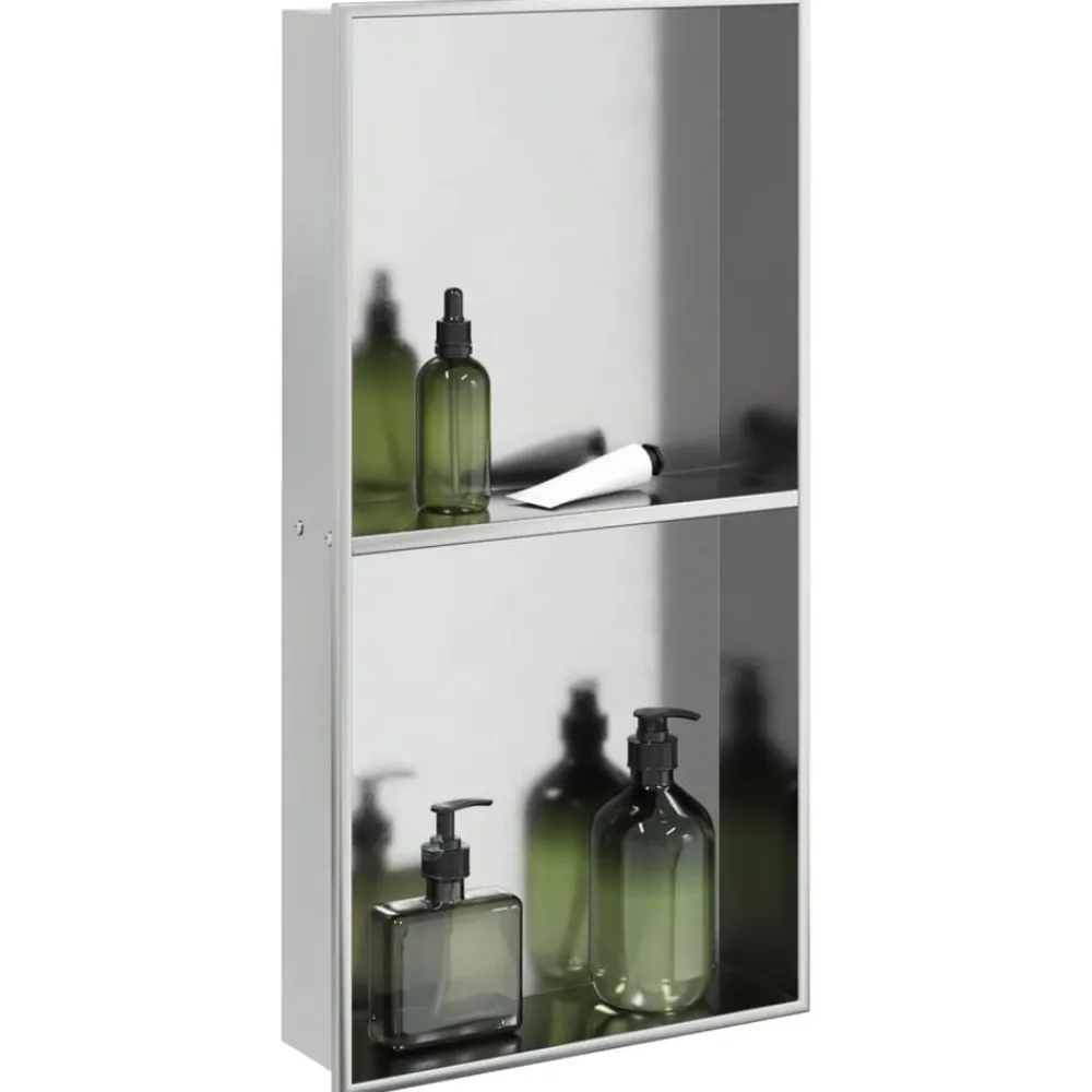 Sanitair & Loodgietersbenodigdheden*vidaXL Douchenis 32x62x9 cm roestvrijstaal geborsteld zilverkleurig