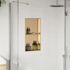 Douchenis 32x62x9 cm roestvrijstaal geborsteld goudkleurig><noscript><img width=