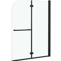 Douchewand inklapbaar 2 panelen 95x140 cm ESG zwart><noscript><img width=