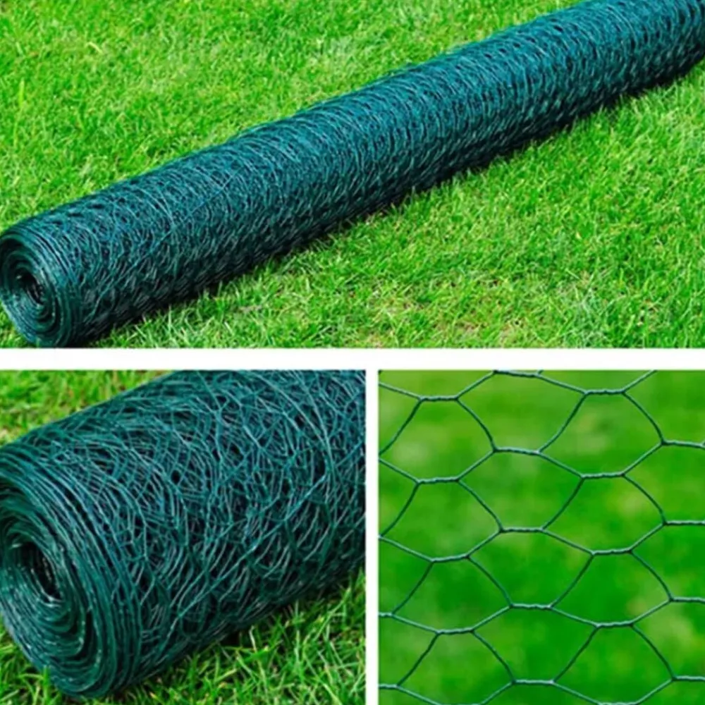 Tuinafscheidingen*vidaXL Draadgaas zeshoekig 1x25 m staal donker Groen