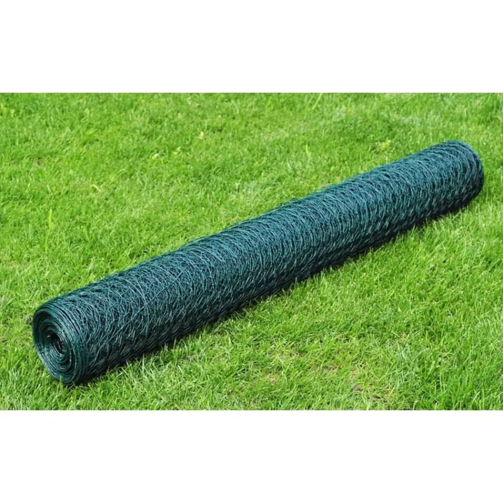 Tuinafscheidingen*vidaXL Draadgaas zeshoekig 1x25 m staal donker Groen