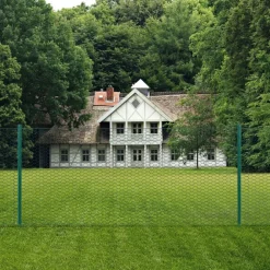 Draadgaashek met palen 25x0,5 m staal groen>vidaXL Online