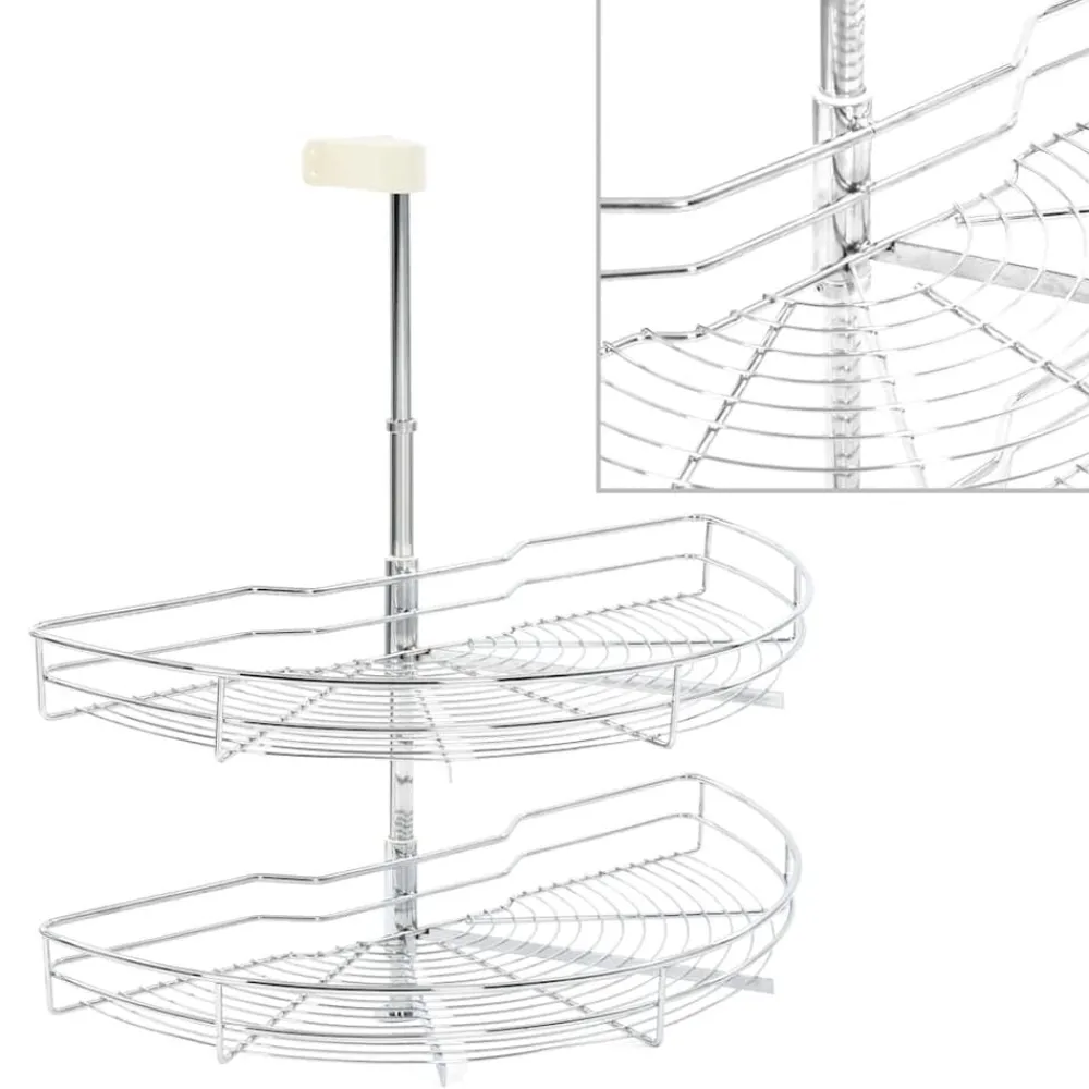 Draadmand keuken 2-laags 180 graden 75x38x80 cm zilverkleurig>vidaXL Discount