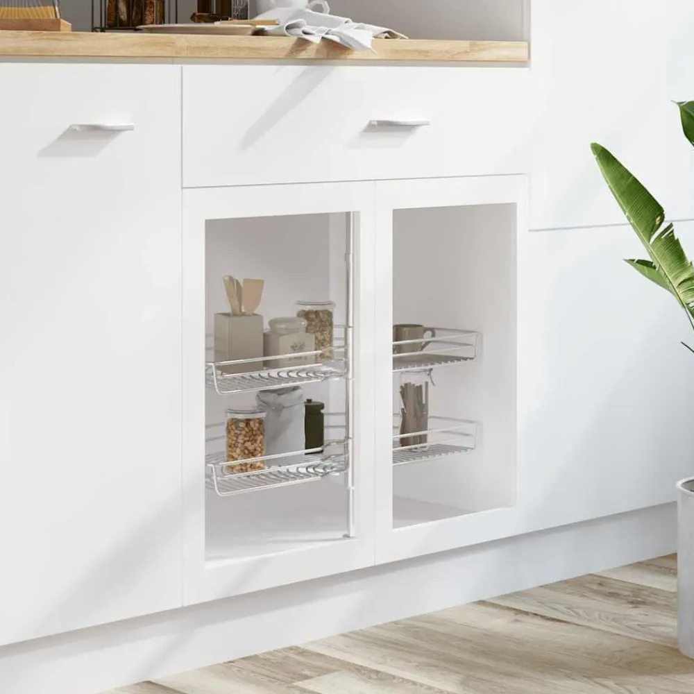 Draadmand keuken 2-laags 180 graden 75x38x80 cm zilverkleurig>vidaXL Discount