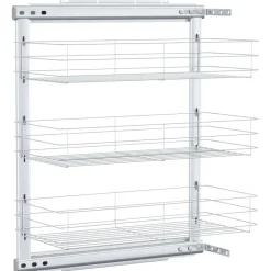 Keuken & Eetkamer*vidaXL Draadmand keuken uittrekbaar 3-laags 47x25x56 cm zilverkleurig