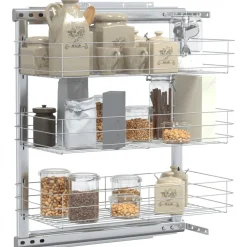 Keuken & Eetkamer*vidaXL Draadmand keuken uittrekbaar 3-laags 47x25x56 cm zilverkleurig