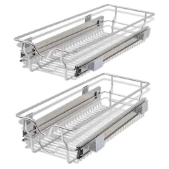 Keuken & Eetkamer*vidaXL Draadmanden uittrekbaar 2 st 300 mm zilverkleurig
